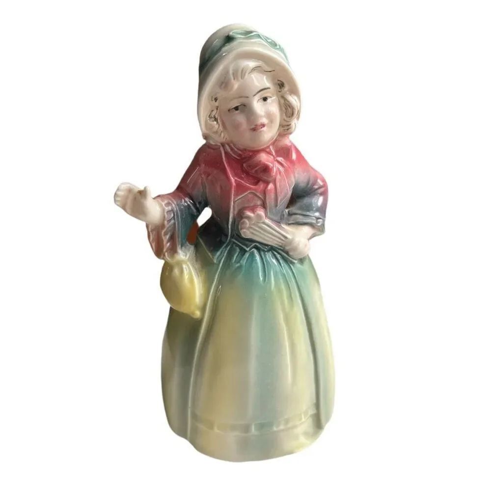 Antique Hertwig Germany porcelain figurine Lady with fan.
